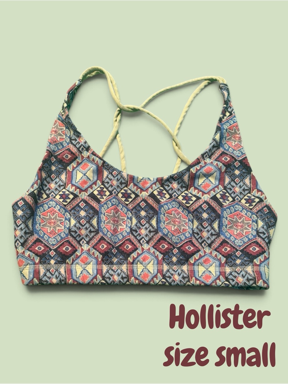 2 Hollister Multicolor Geometric Strappy Sports Bralette size small